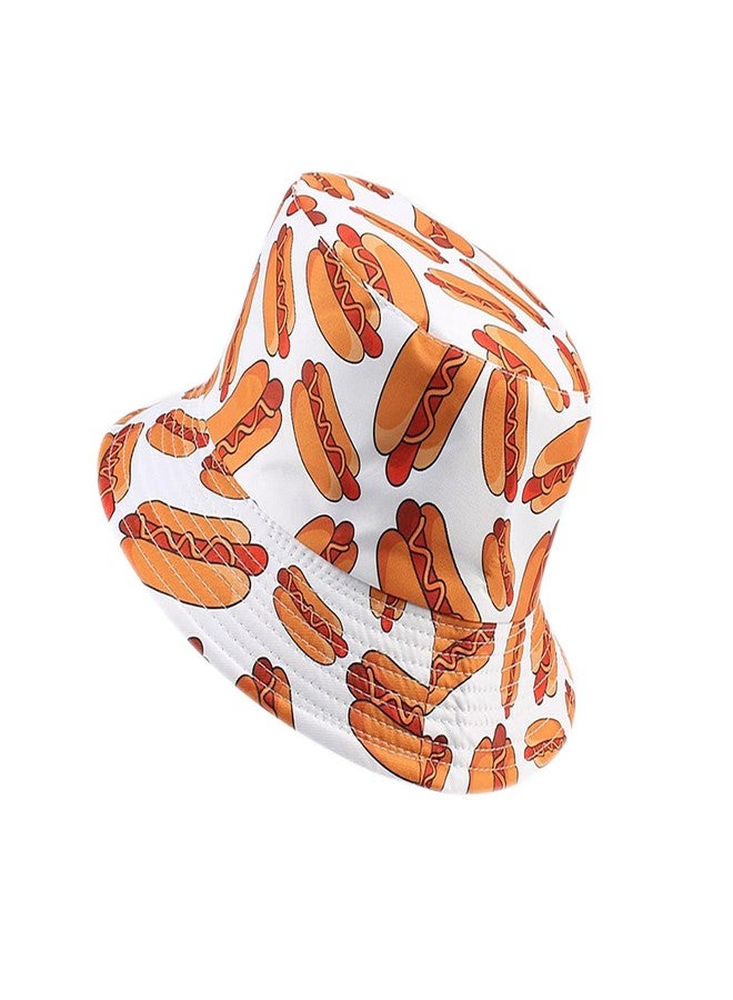 BEARUN Funny Bucket Hat Sun Hat for Women Men,Unisex Reversible Cotton Summer Beach Hat Fisherman Hat Hot Dog - Image 2